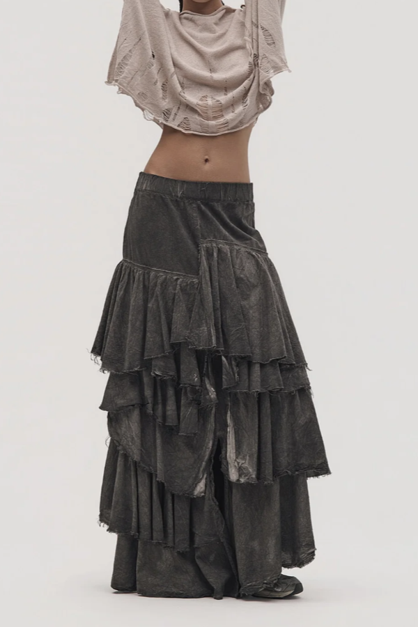 La Vaca Loca tiered skirt Alguno in Cold Black