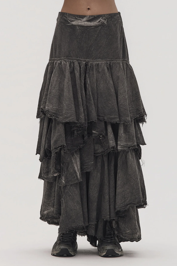 La Vaca Loca tiered skirt Alguno in Cold Black