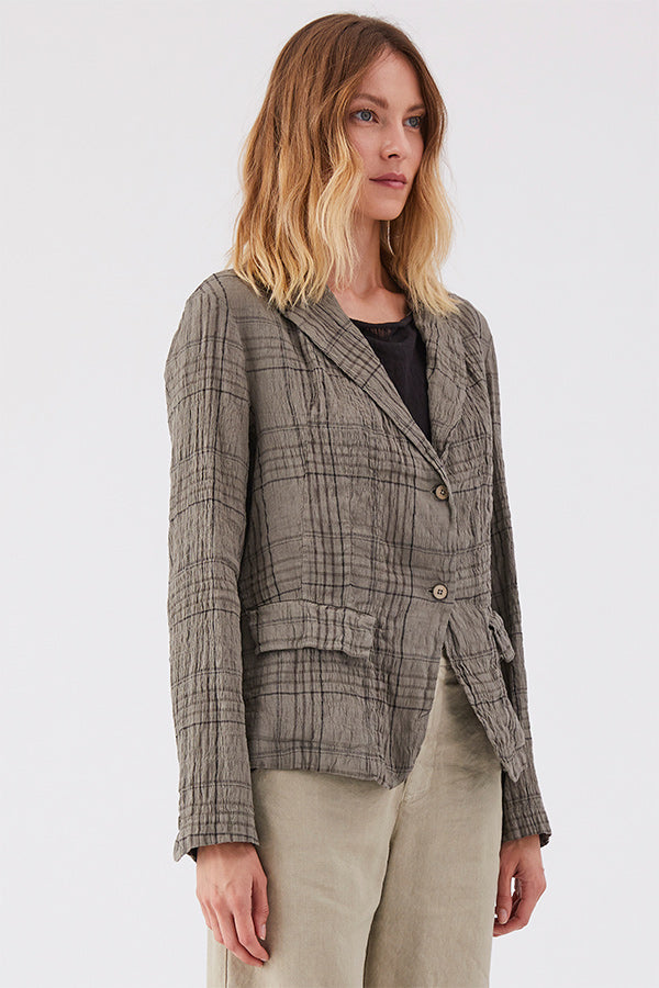 Transit Grey Plaid Linen Blend Blazer