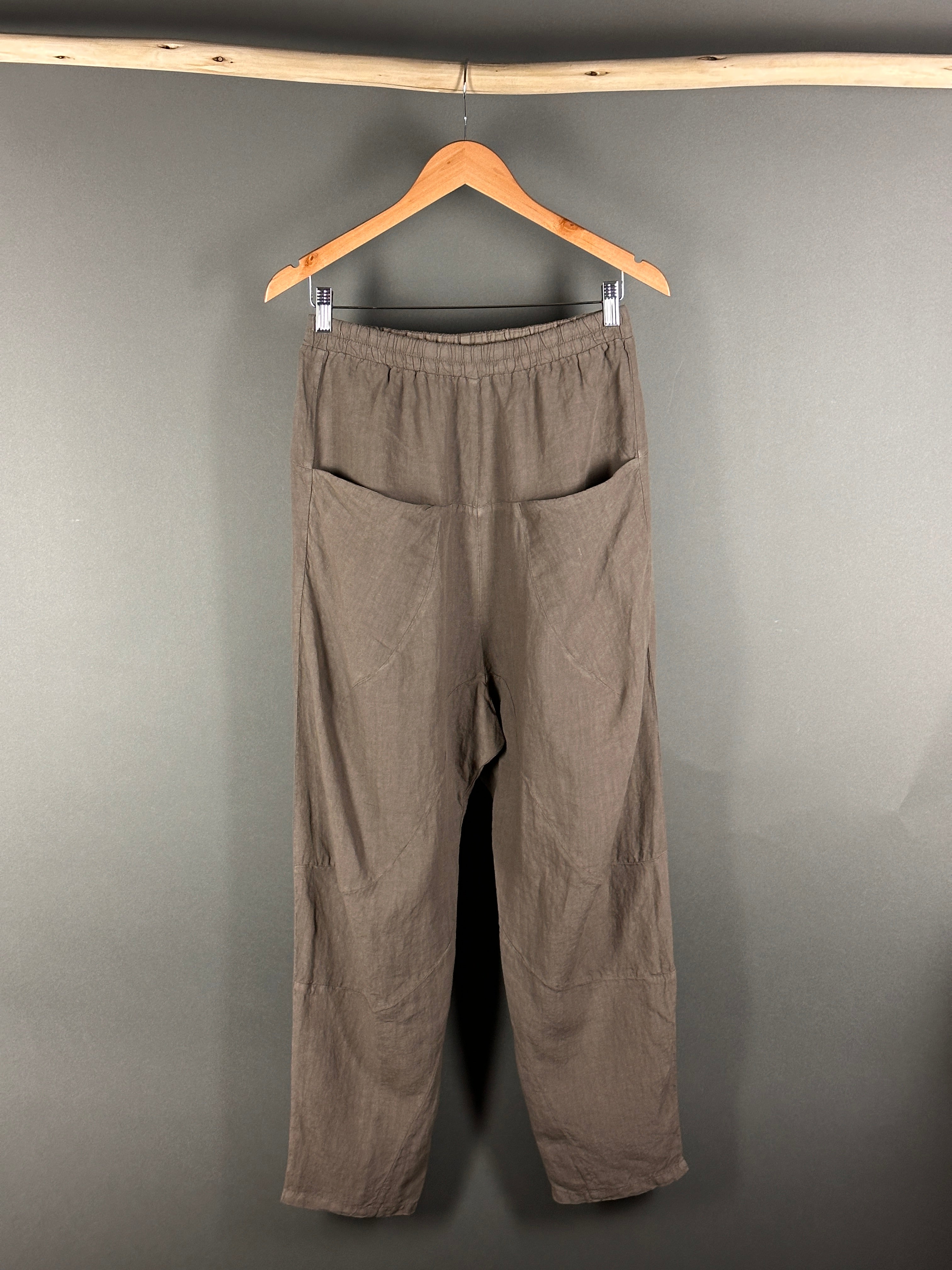 Transit dropped crotch linen pants in Taupe