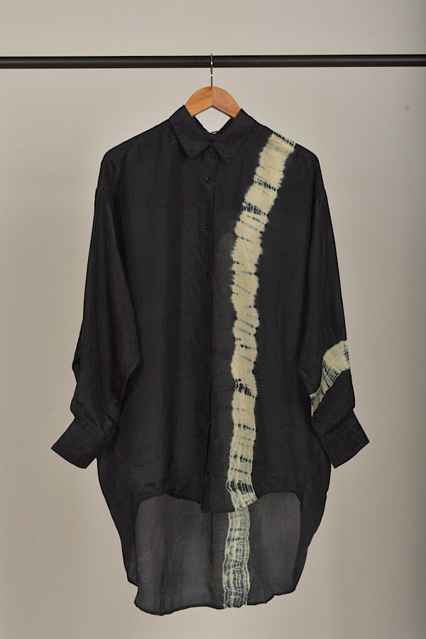 Mes Demoiselle Linal Tie dyed silk shirt black