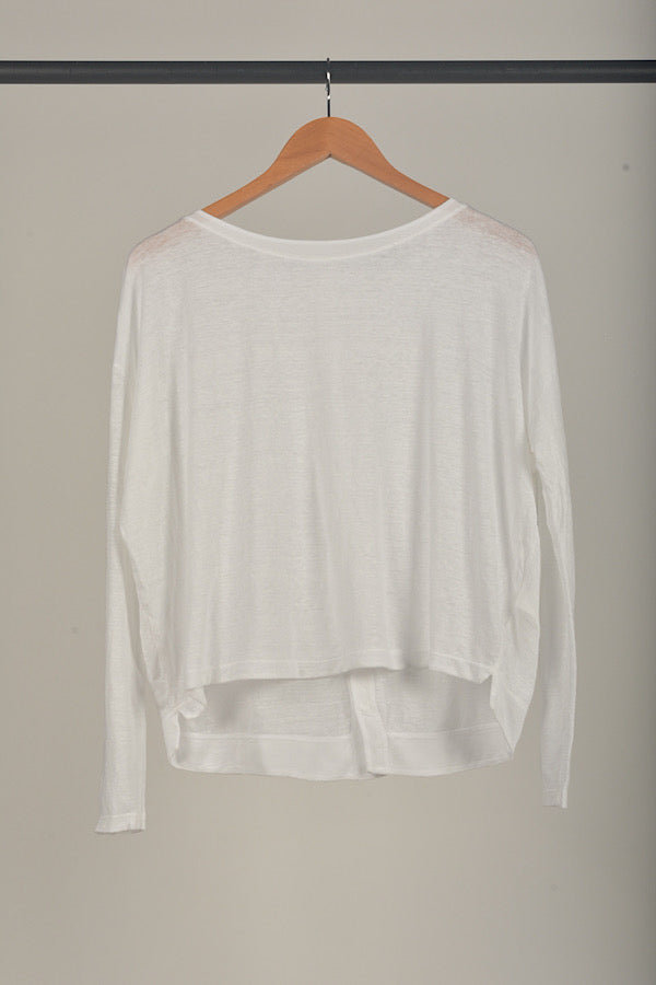 Transit Linen buttoned back tee