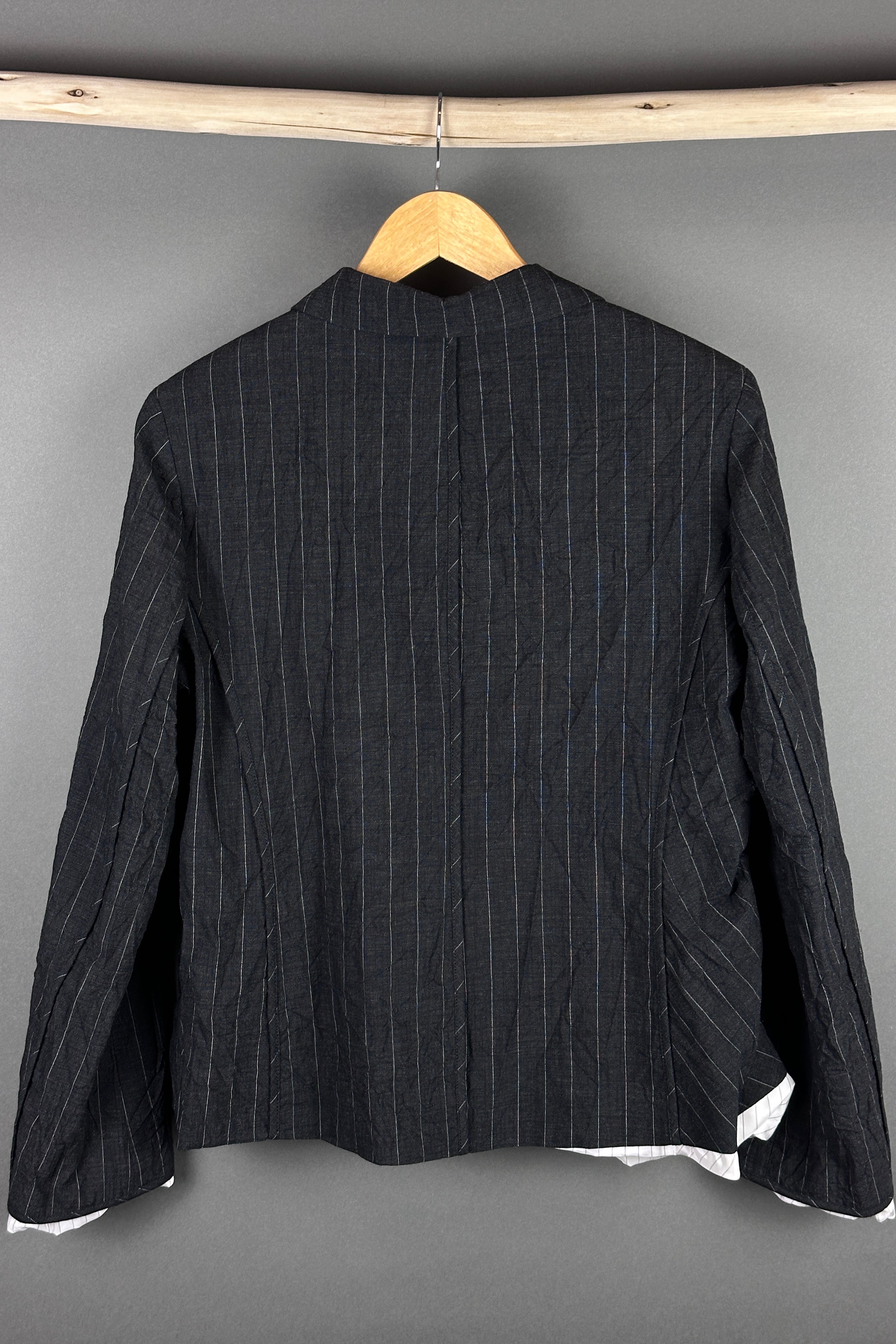 Annette Gort Jacket Split in charcoal pin stripe