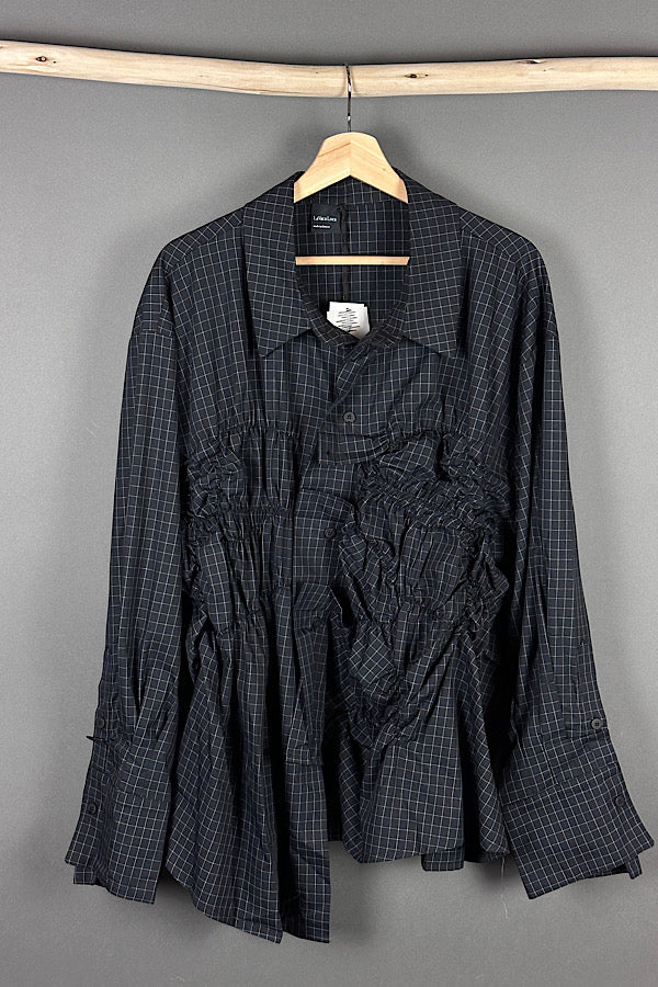LVL black check shirt with ruching