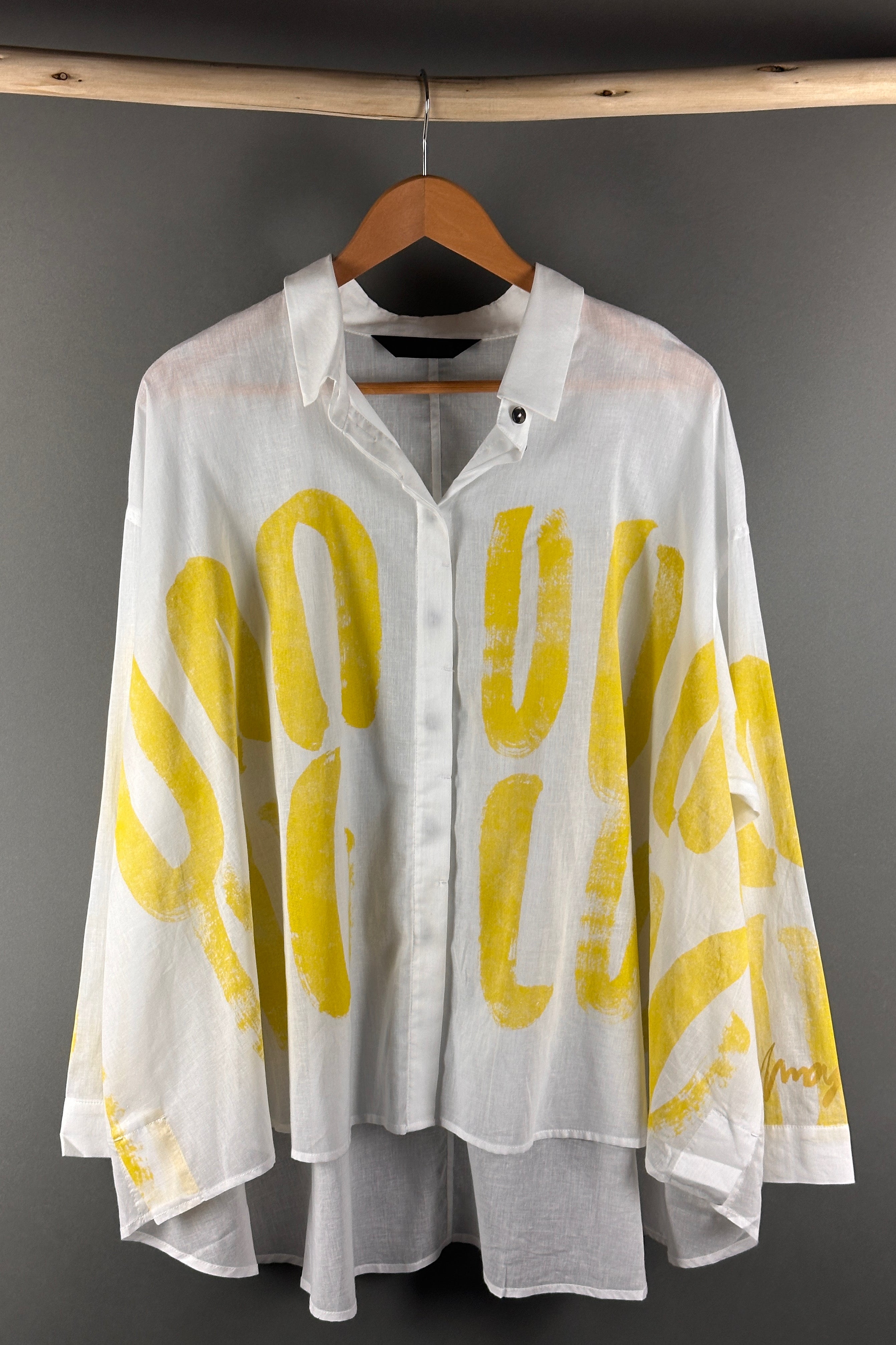 Moyuru soft cotton flared shirt Wh/Yel
