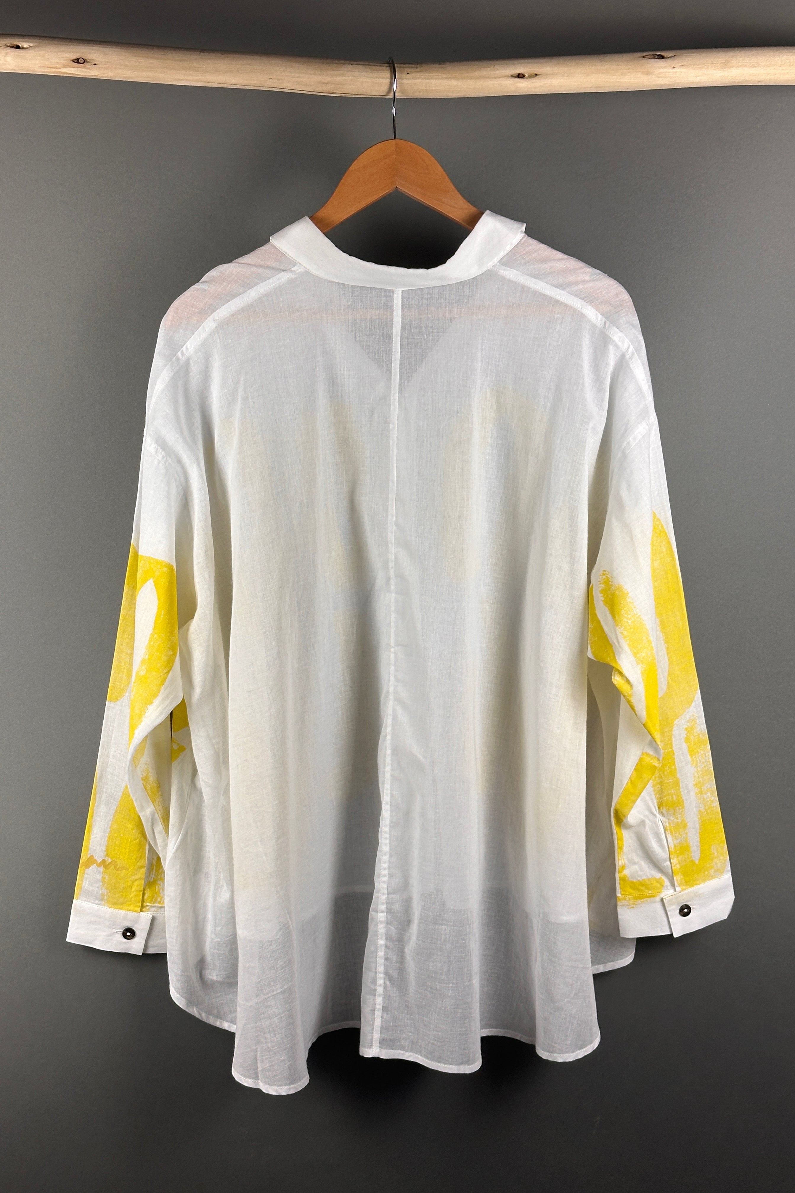 Moyuru soft cotton flared shirt Wh/Yel