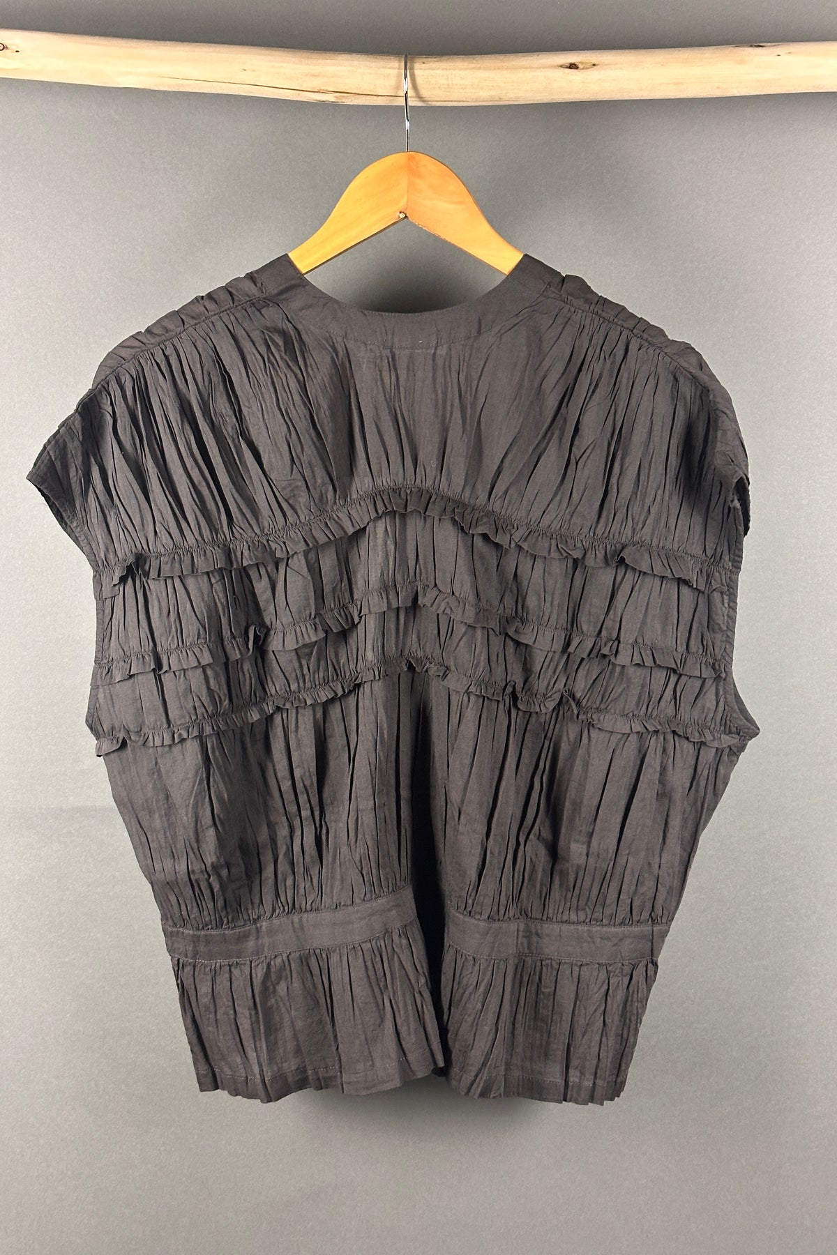 Rabens Saloner cotton voile top in Liquorice