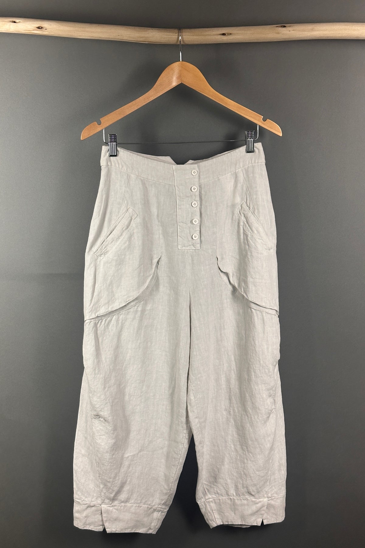 Transit Button Front Linen Pants in Chalk