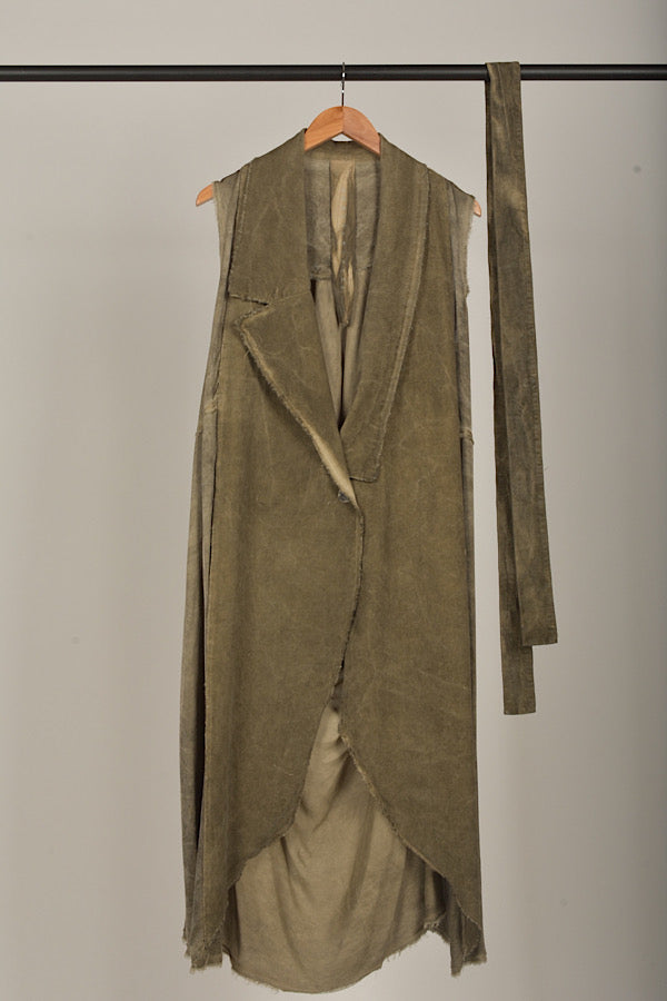 Sanctamuerte Khaki Cord and viscose Gilet