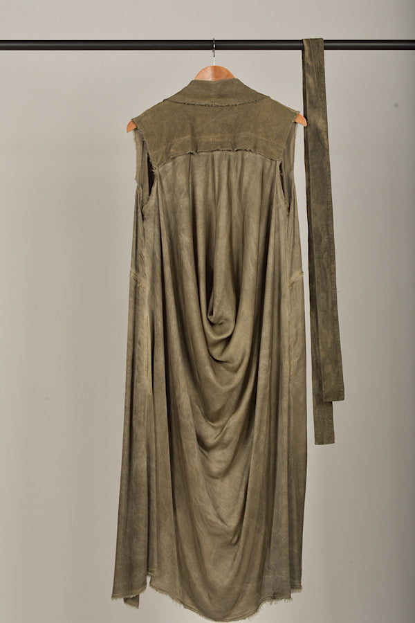 Sanctamuerte Khaki Cord and viscose Gilet