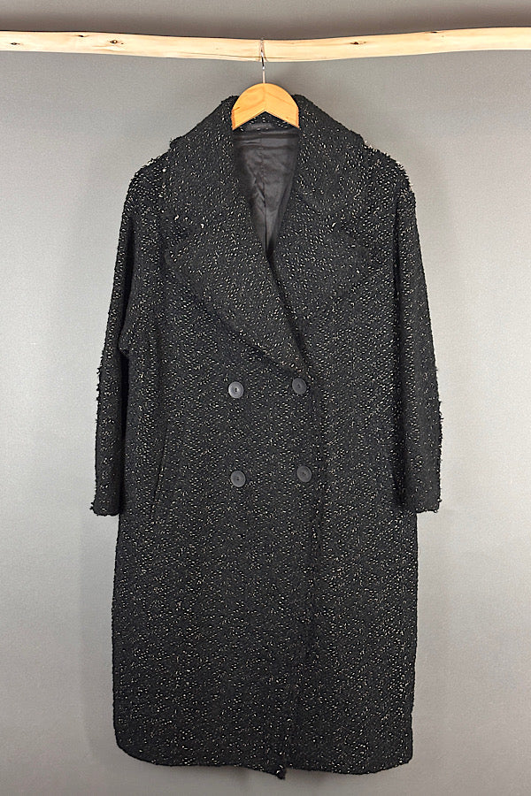 Transit Black Boucle Wool Coat