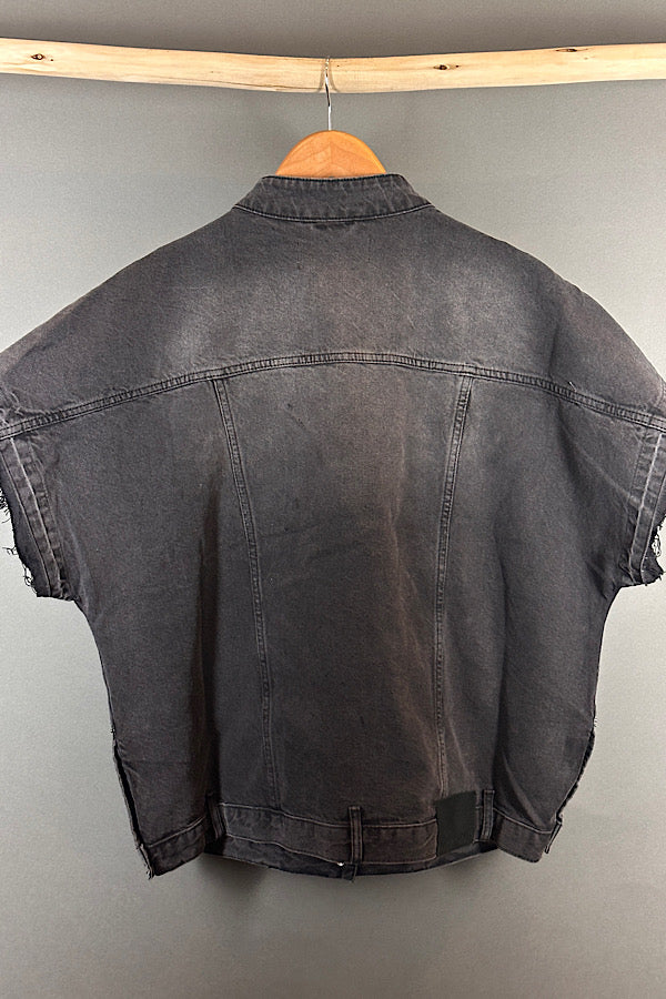 Rabens Saloner washed black denim vest  jacket