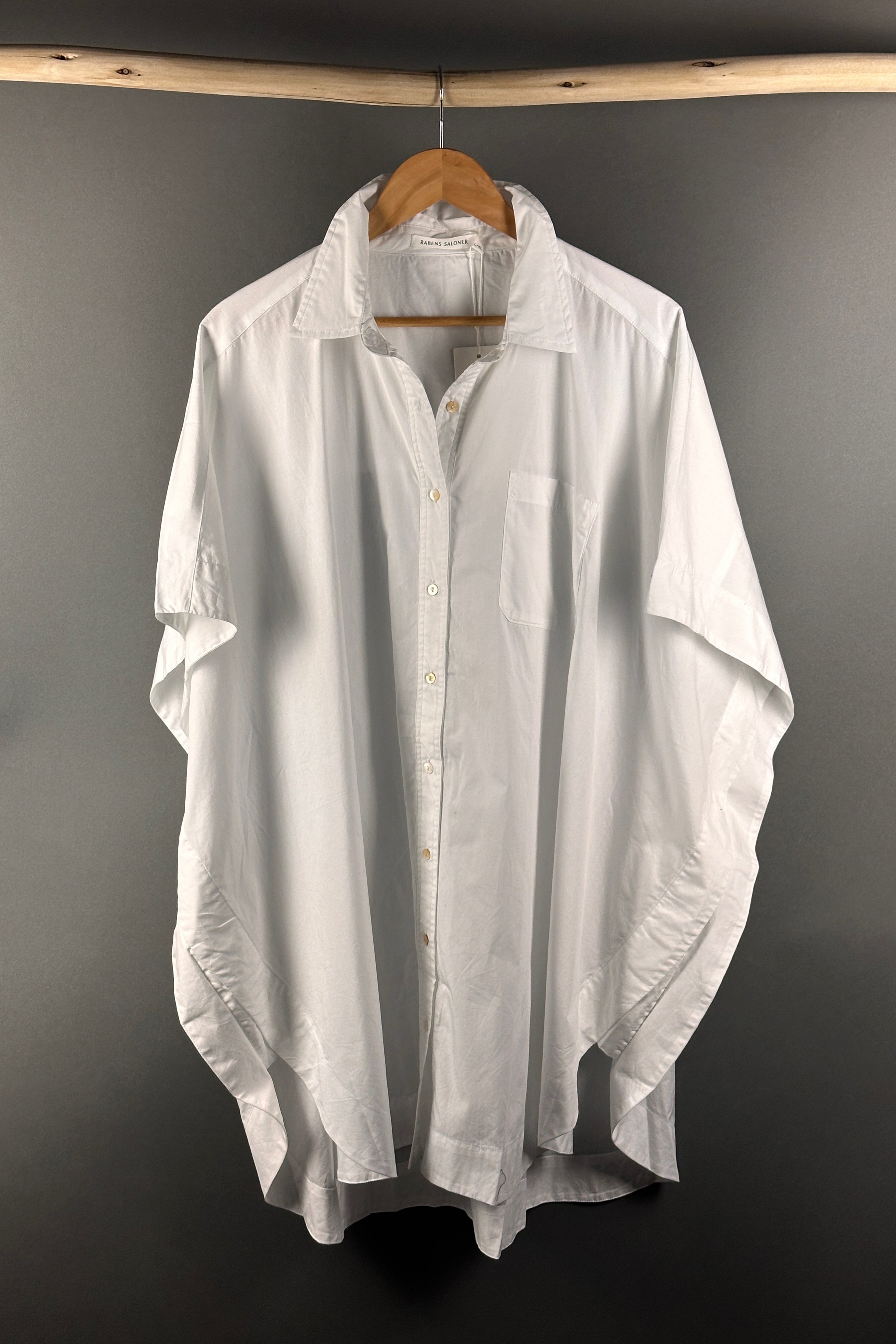 Rabens Poplin curved hem shirt dress