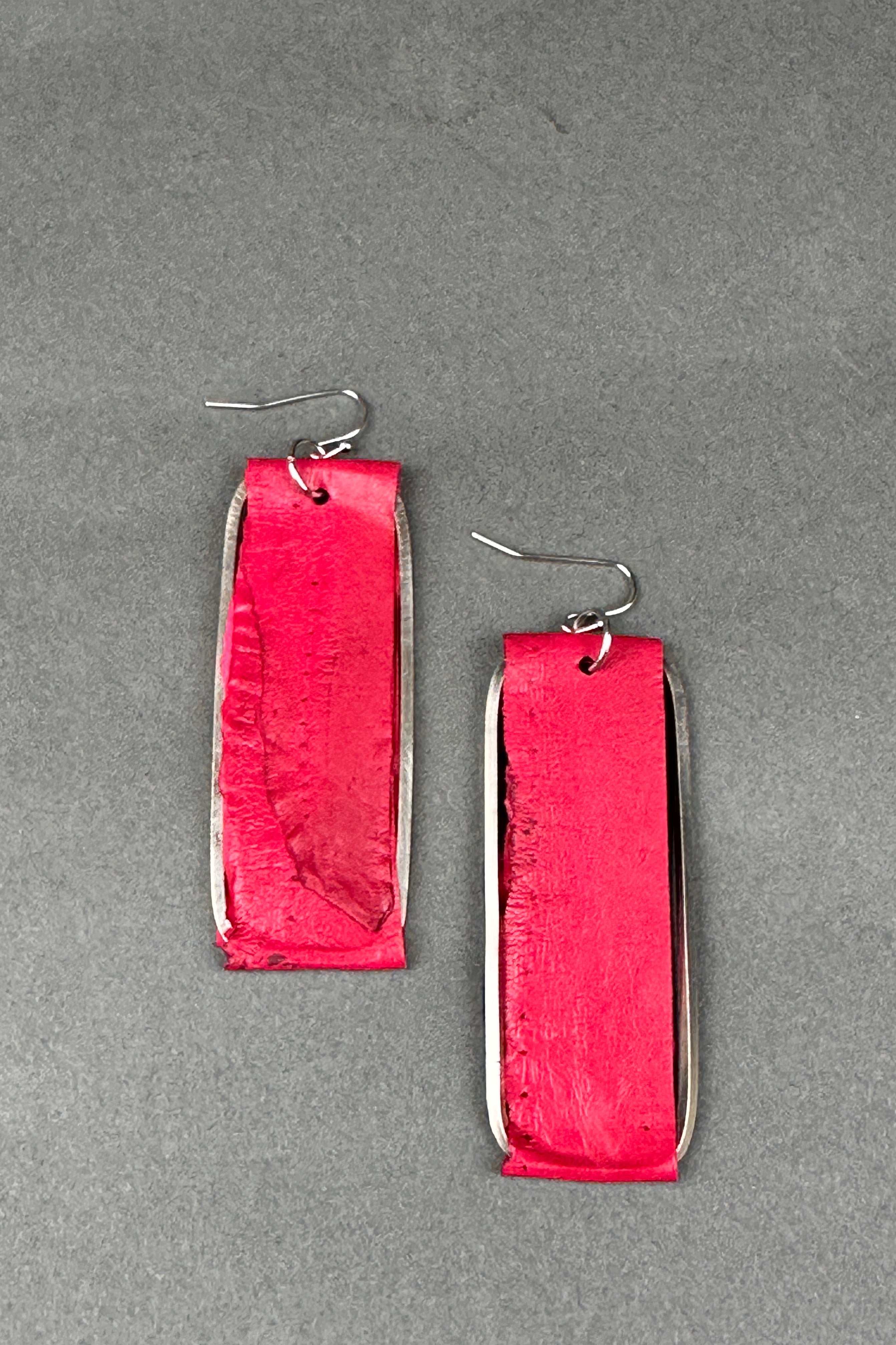 Marija Bajovska eel skin earrings in fuchsia