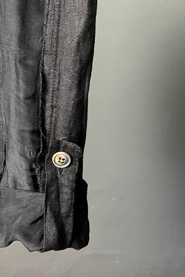 Sanctamuerte Black Viscose Silk & Linen Pants